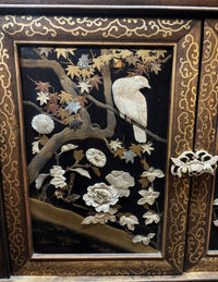 Antique Japanese Lacquer Inlaid Hardwood Meiji Period Shibayama Shodana Cabinet Circa 1880