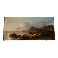 Antique Scottish Oil on Canvas Painting Tantallon Castle Ruin East Lothian Horatio McCulloch 1850