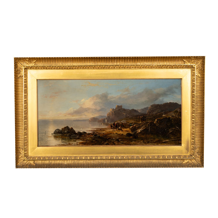 Antique Scottish Oil on Canvas Painting Tantallon Castle Ruin East Lothian Horatio McCulloch 1850