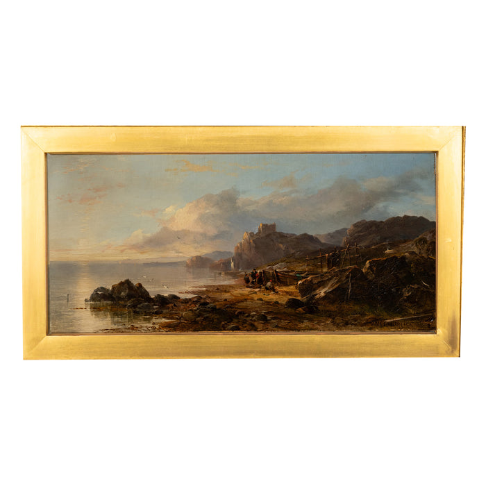 Antique Scottish Oil on Canvas Painting Tantallon Castle Ruin East Lothian Horatio McCulloch 1850