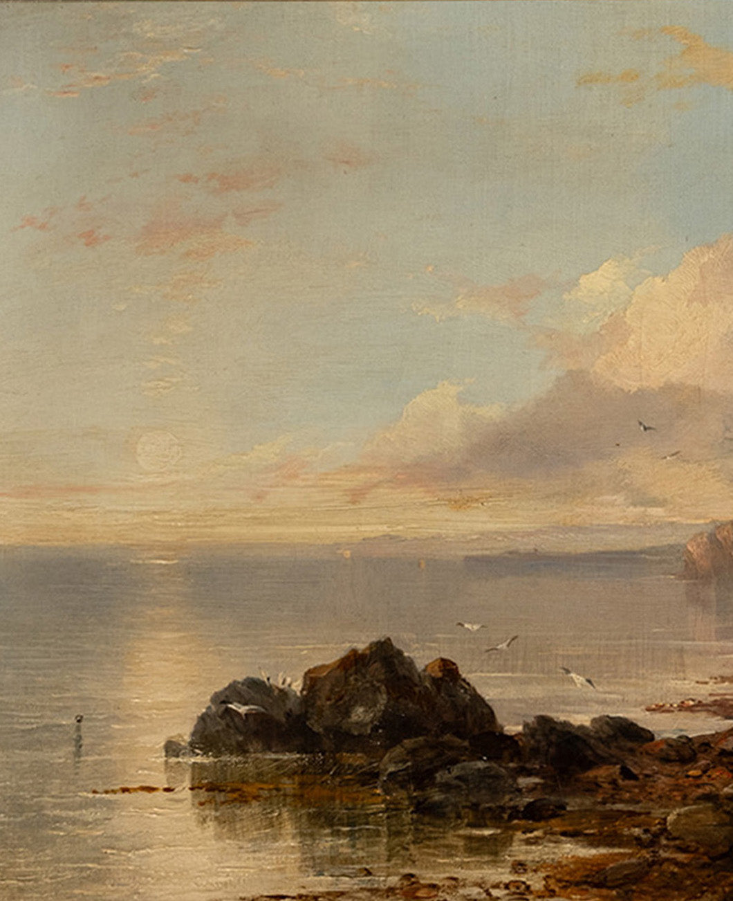 Antique Scottish Oil on Canvas Painting Tantallon Castle Ruin East Lothian Horatio McCulloch 1850