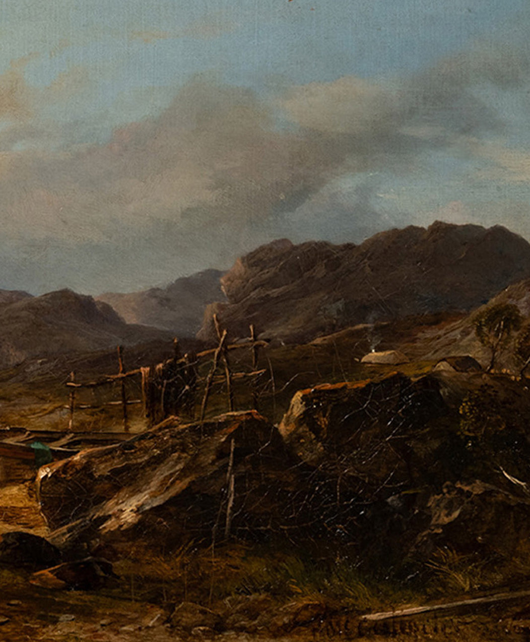 Antique Scottish Oil on Canvas Painting Tantallon Castle Ruin East Lothian Horatio McCulloch 1850