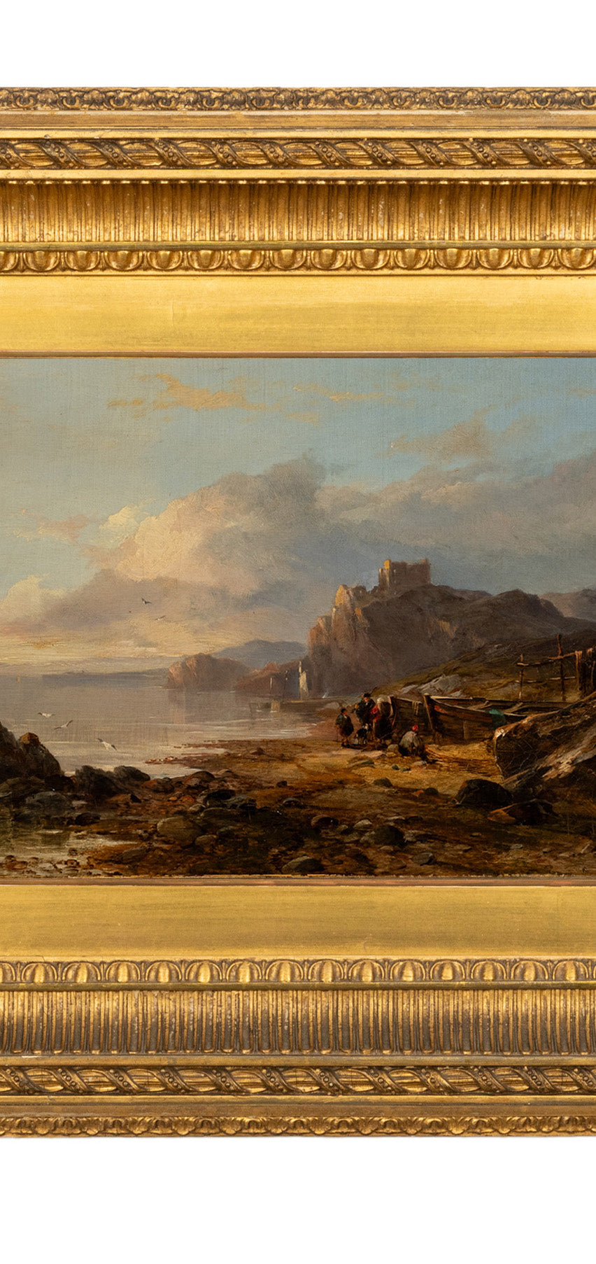 Antique Scottish Oil on Canvas Painting Tantallon Castle Ruin East Lothian Horatio McCulloch 1850