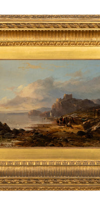 Antique Scottish Oil on Canvas Painting Tantallon Castle Ruin East Lothian Horatio McCulloch 1850