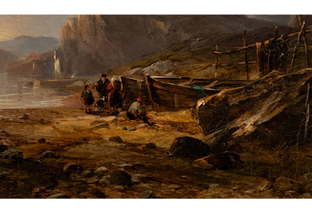 Antique Scottish Oil on Canvas Painting Tantallon Castle Ruin East Lothian Horatio McCulloch 1850