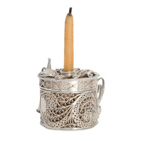 Antique Georgian Silver Filigree Bougie Box Chamberstick Candlestick 1780c
