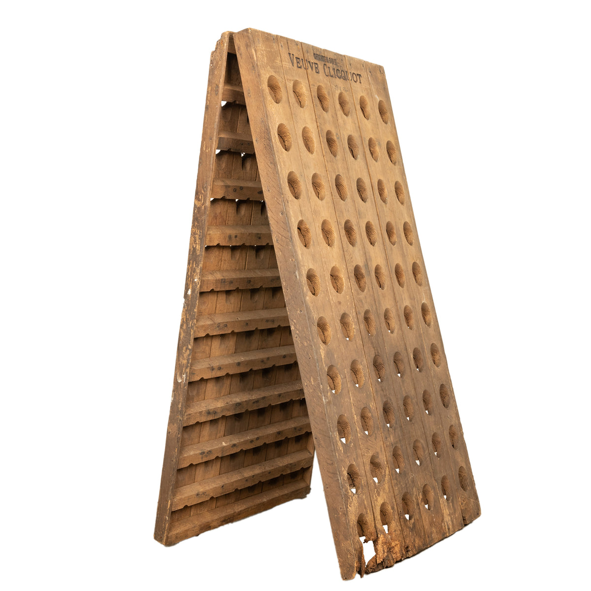 Antique French Veuve Clicquot Champagne Wine 120 Bottle Oak Riddling Rack 1869