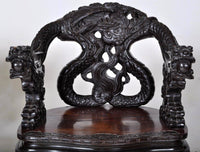 Pair of Antique Chinese Rosewood Dragon Armchairs, Circa 1900