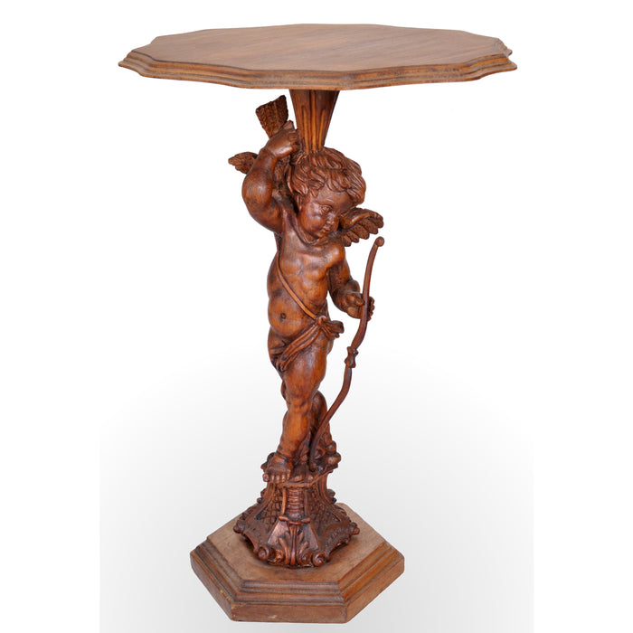 18th Century Italian Baroque Carved Walnut Cupid Table, circa 1750