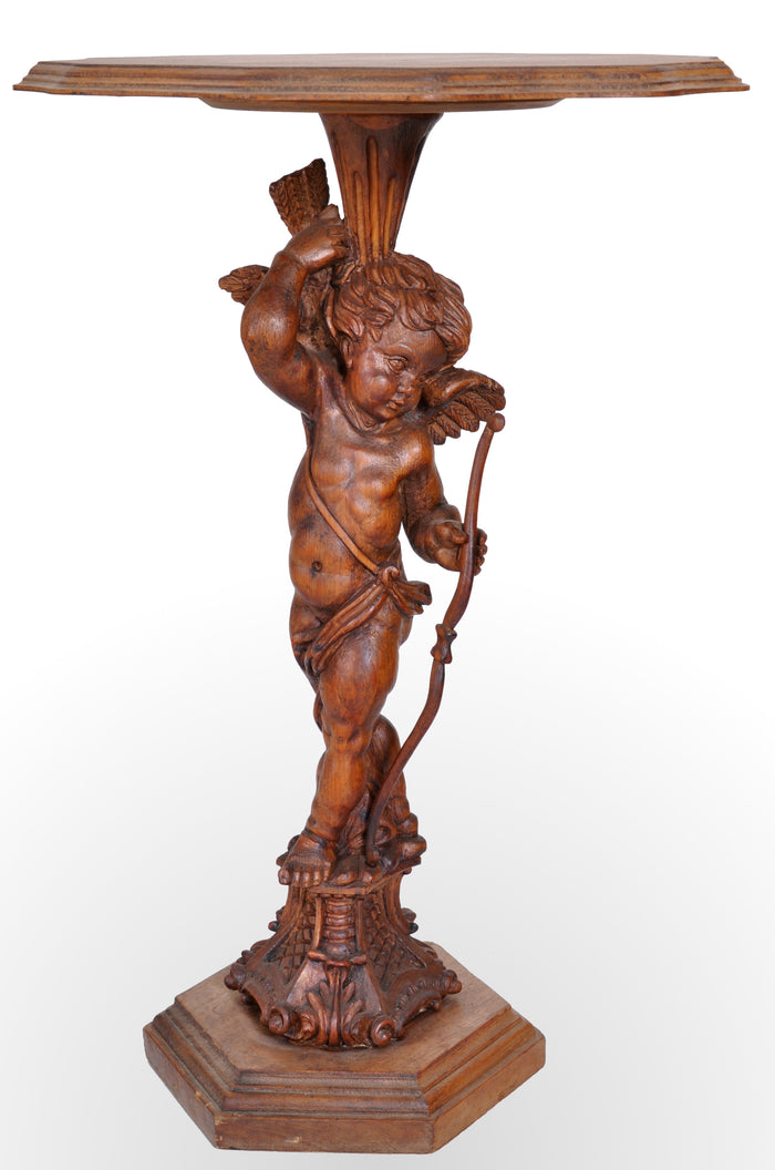 18th Century Italian Baroque Carved Walnut Cupid Table, circa 1750