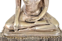 Large Antique 19th Century Tibetan Silver Gilt Bronze Buddha Statue / Sculpture, circa 1850