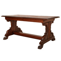 Antique Italian Carved Walnut Renaissance Revival Library Serving Table Circa 1870