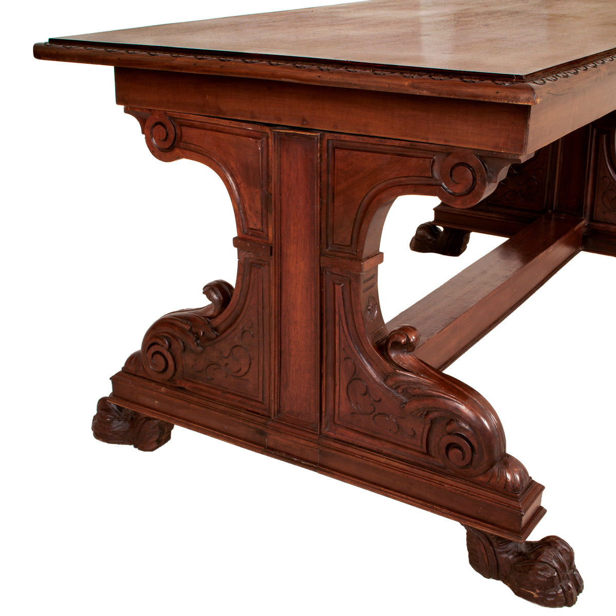Antique Italian Carved Walnut Renaissance Revival Library Serving Table Circa 1870