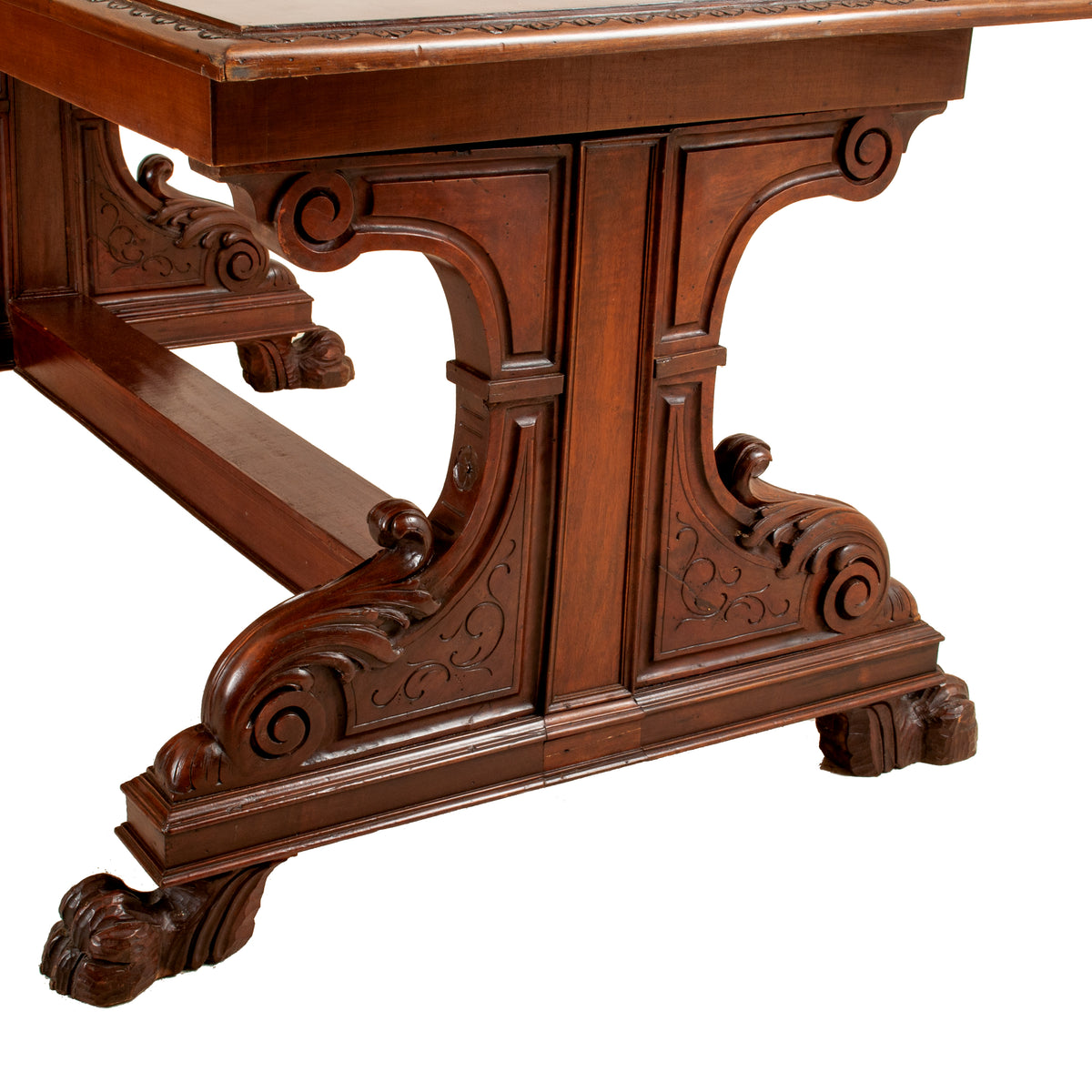 Antique Italian Carved Walnut Renaissance Revival Library Serving Table Circa 1870