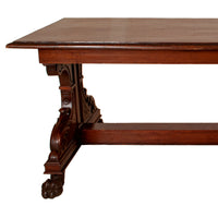 Antique Italian Carved Walnut Renaissance Revival Library Serving Table Circa 1870
