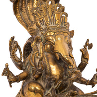 Large 19th Century Antique Indian Hindu Ganesha Figural Votive Brass Oil Lamp, Circa 1800
