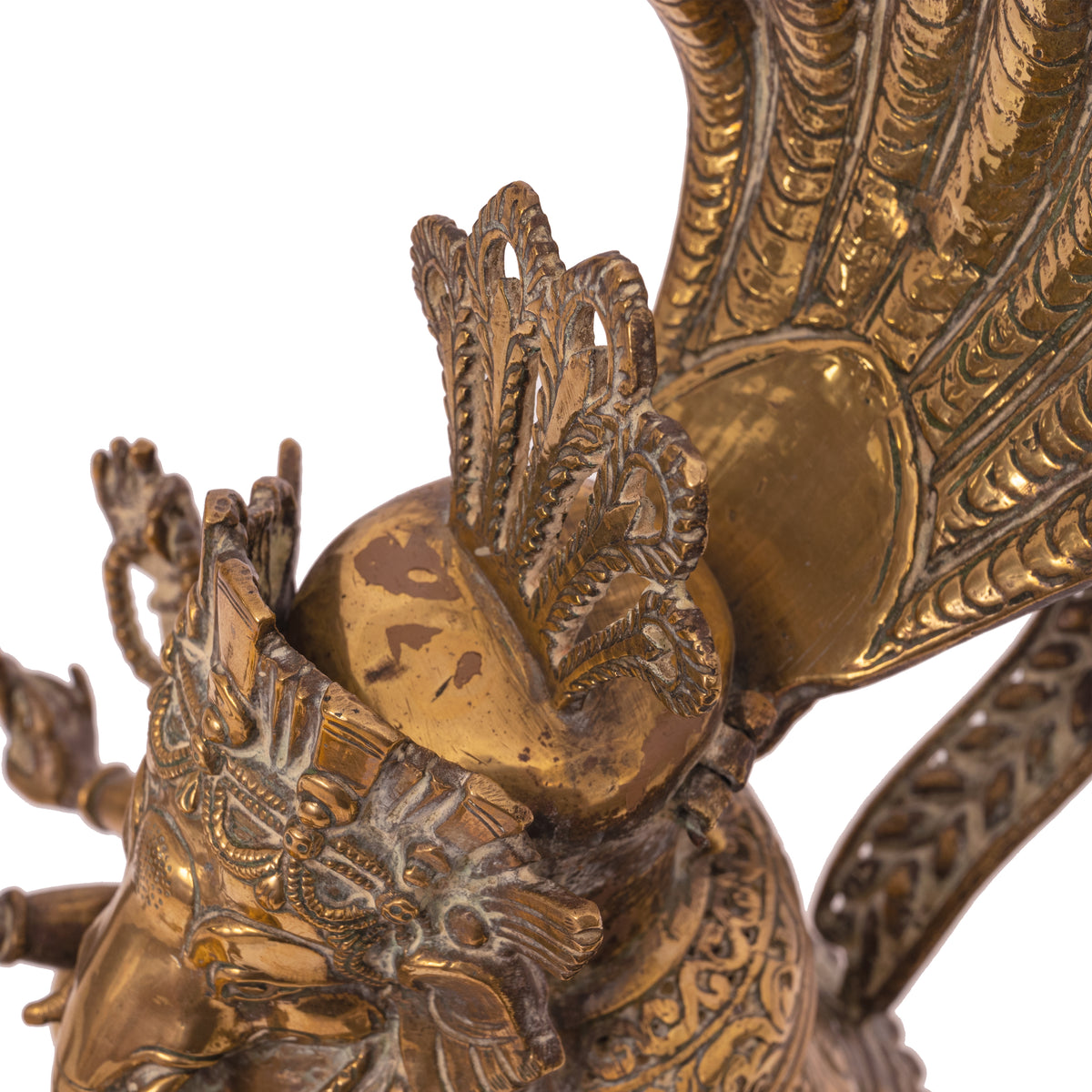 Large 19th Century Antique Indian Hindu Ganesha Figural Votive Brass Oil Lamp, Circa 1800