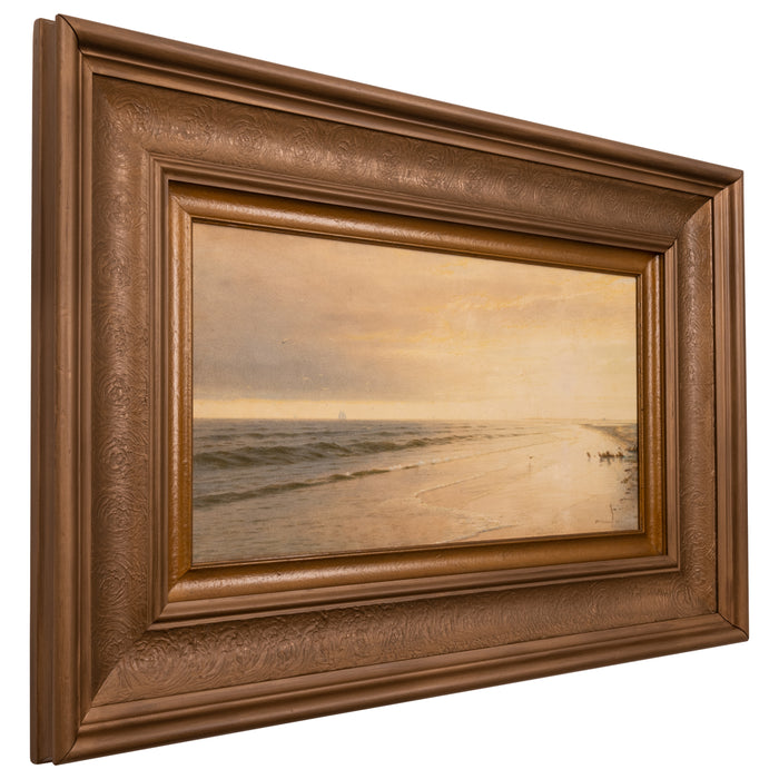 American Watercolor Atlantic City New Jersey Coast Beach Sunset Signed Dated 1875
