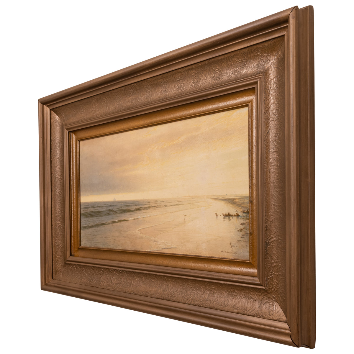 American Watercolor Atlantic City New Jersey Coast Beach Sunset Signed Dated 1875