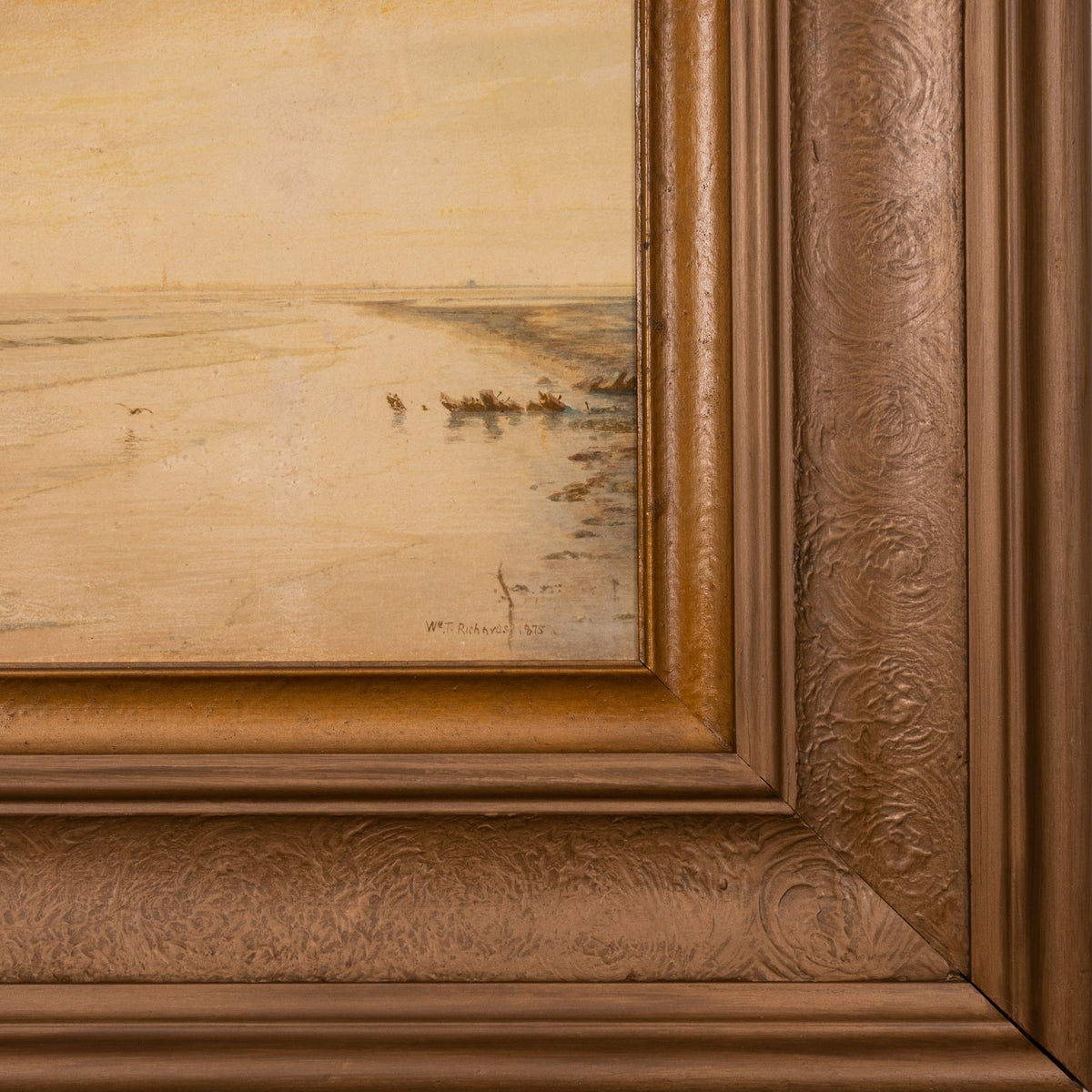 American Watercolor Atlantic City New Jersey Coast Beach Sunset Signed Dated 1875