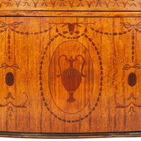 Antique Pair Regency Sheraton Marquetry Inlaid Mahogany Demi Lune Cabinets 1900
