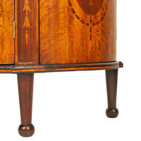Antique Pair Regency Sheraton Marquetry Inlaid Mahogany Demi Lune Cabinets 1900
