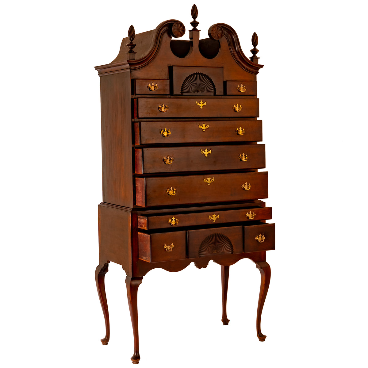 Antique American Mahogany Highboy Chest on Stand Salem Massachusetts, 1760