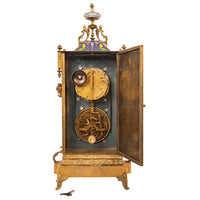 Large Antique French Cloisonné & Brass Astronomical 8 Day Calendar Clock, Circa 1890