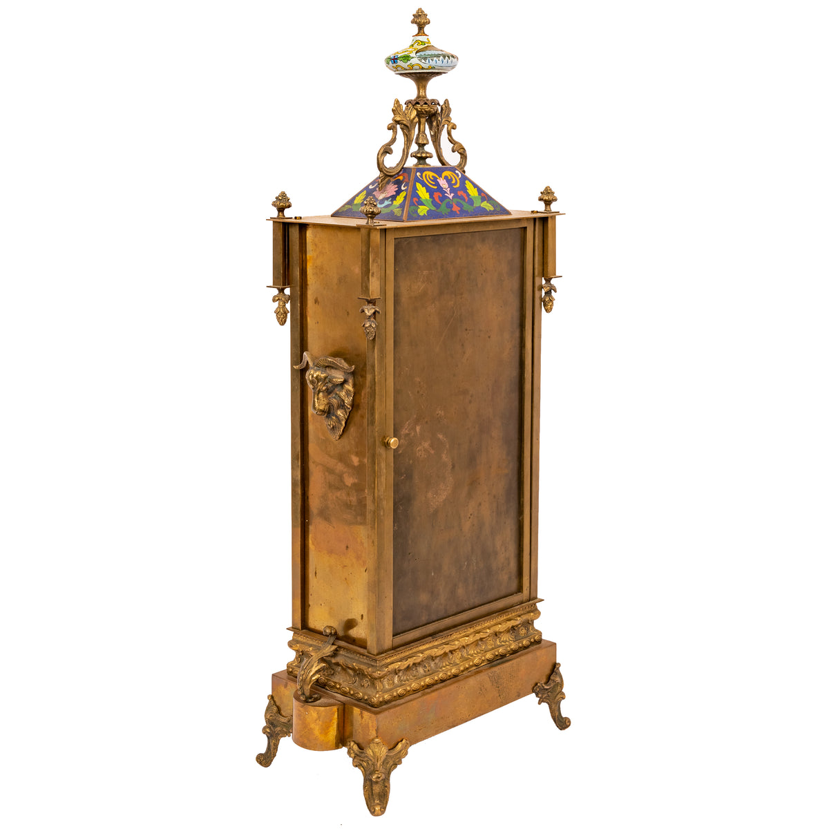 Large Antique French Cloisonné & Brass Astronomical 8 Day Calendar Clock, Circa 1890