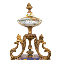 Large Antique French Cloisonné & Brass Astronomical 8 Day Calendar Clock, Circa 1890