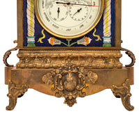 Large Antique French Cloisonné & Brass Astronomical 8 Day Calendar Clock, Circa 1890