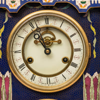 Large Antique French Cloisonné & Brass Astronomical 8 Day Calendar Clock, Circa 1890