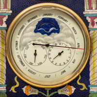 Large Antique French Cloisonné & Brass Astronomical 8 Day Calendar Clock, Circa 1890