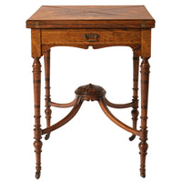 Antique 19th Century Rosewood Marquetry Inlaid Envelope Card Games Table, Circa 1890