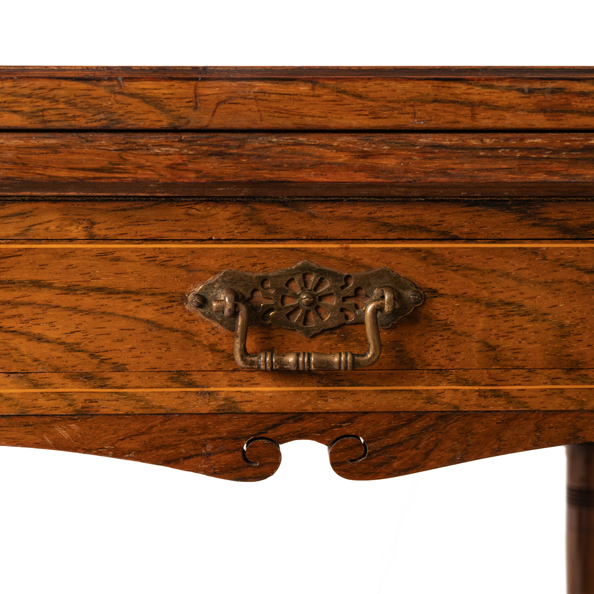 Antique 19th Century Rosewood Marquetry Inlaid Envelope Card Games Table, Circa 1890
