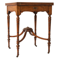 Antique 19th Century Rosewood Marquetry Inlaid Envelope Card Games Table, Circa 1890