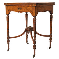 Antique 19th Century Rosewood Marquetry Inlaid Envelope Card Games Table, Circa 1890