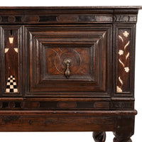 Antique Irish 17th Century William & Mary Marquetry Bone Ebony Oak Chest Stand, Circa 1690