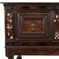 Antique Irish 17th Century William & Mary Marquetry Bone Ebony Oak Chest Stand, Circa 1690