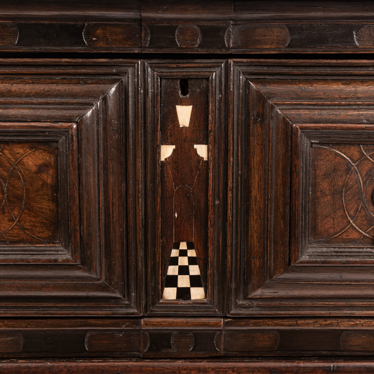 Antique Irish 17th Century William & Mary Marquetry Bone Ebony Oak Chest Stand, Circa 1690