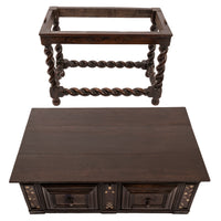 Antique Irish 17th Century William & Mary Marquetry Bone Ebony Oak Chest Stand, Circa 1690
