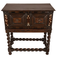 Antique Irish 17th Century William & Mary Marquetry Bone Ebony Oak Chest Stand, Circa 1690