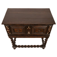Antique Irish 17th Century William & Mary Marquetry Bone Ebony Oak Chest Stand, Circa 1690