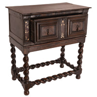 Antique Irish 17th Century William & Mary Marquetry Bone Ebony Oak Chest Stand, Circa 1690