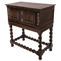 Antique Irish 17th Century William & Mary Marquetry Bone Ebony Oak Chest Stand, Circa 1690