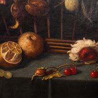 Large Antique 18th Century Fruit Flowers Still Life Oil Painting Dutch School, Circa 1780