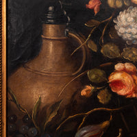 Large Antique 18th Century Fruit Flowers Still Life Oil Painting Dutch School, Circa 1780