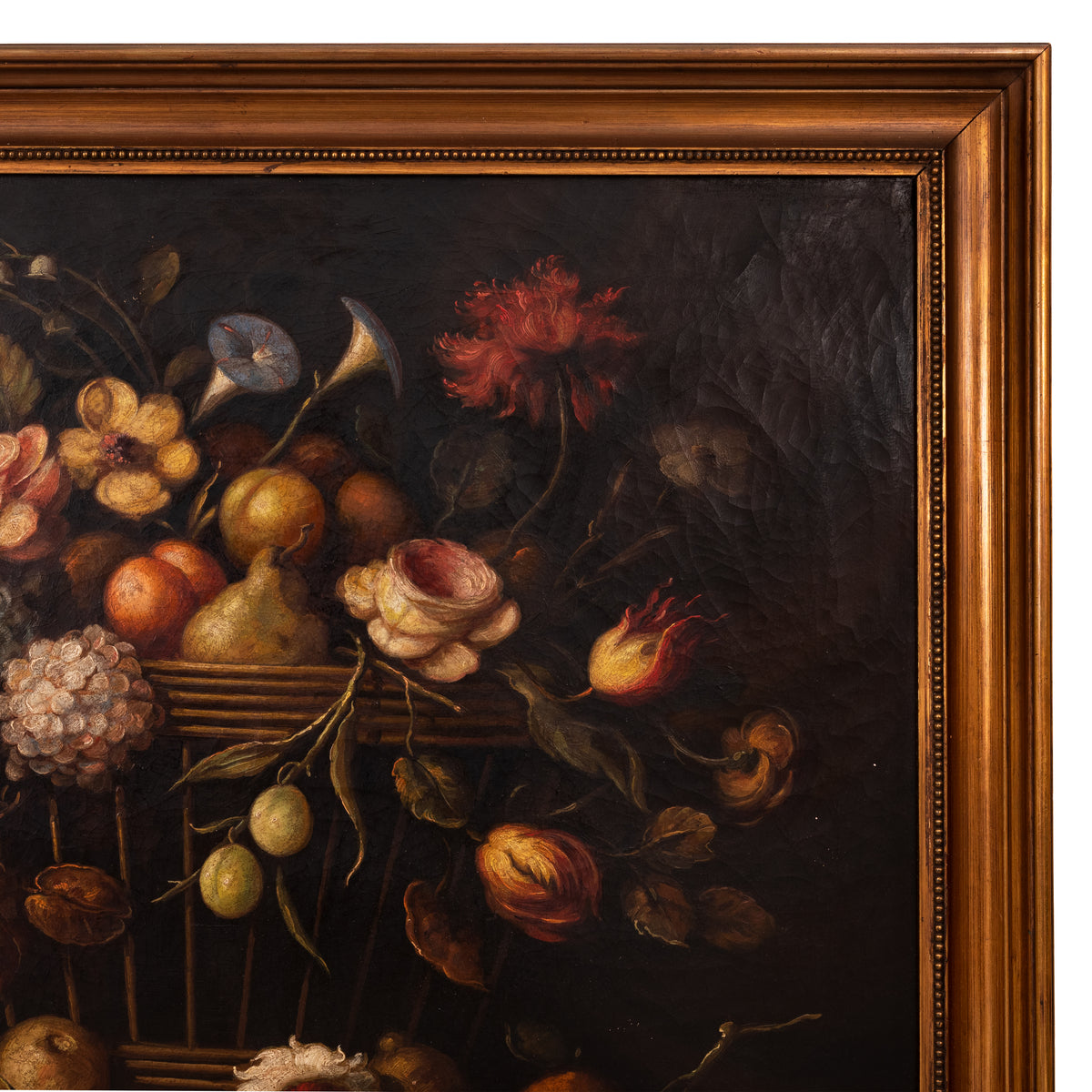 Large Antique 18th Century Fruit Flowers Still Life Oil Painting Dutch School, Circa 1780