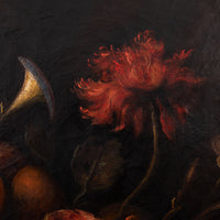 Large Antique 18th Century Fruit Flowers Still Life Oil Painting Dutch School, Circa 1780