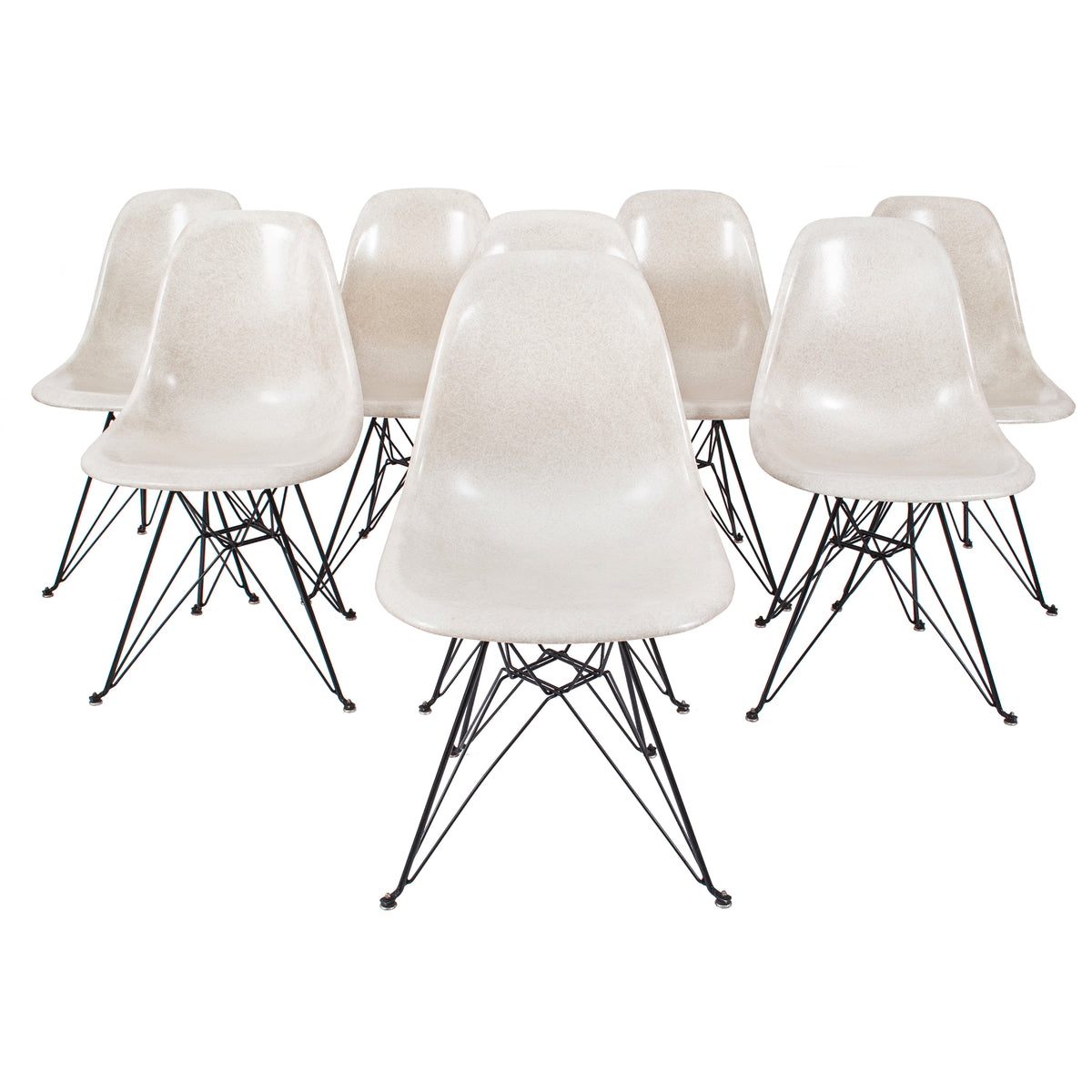 Set 8 Mid-Century Modern Eames Modernica Shell Dining Chairs Eiffel Tower Base